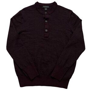 Banana Republic Henley Shirt Mens XL (Fits L) Long Sleeve Merino Wool Burgundy